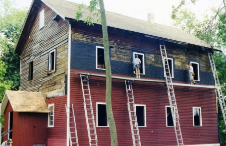 Installing Siding on the Messer/Mayer Mill